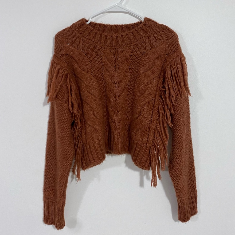 Urban Outfitters Faye rust Fridge Cable Knit fall western goblincore sweater XS